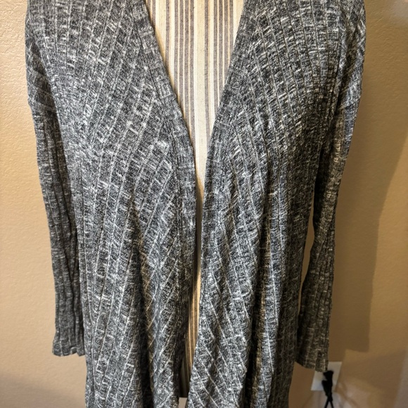 American Eagle Cardigan Small Heather Gray Open Front Sweater Ribbed Draped - Picture 3 of 15